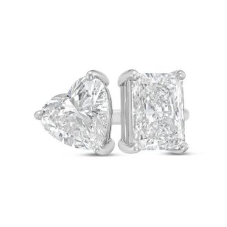 Diana M. Jewels 14kt white gold 3ct Lab Grown Radiant & Heart Diamond Two-Stone Ring