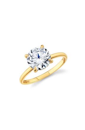 Crislu Brilliant Cut Cubic Zirconia Solitaire Ring in 18Kt Yellow Gold /Clear Stone at Nordstrom, Size 7
