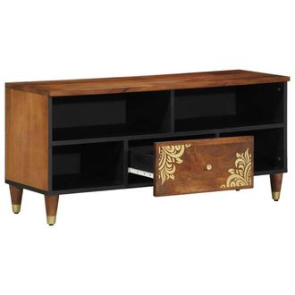Berkfield Home TV Cabinet 100x33x46 cm Solid Wood Mango in Brown | Size: 100 x 33 x 46 cm