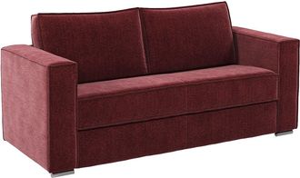 Vente-Unique Sof&aacute; cama de 3 plazas expr&eacute;s en chenilla burdeos - Cama 140 cm - Colch&oacute;n 22 cm viscoel&aacute;stico LORETO