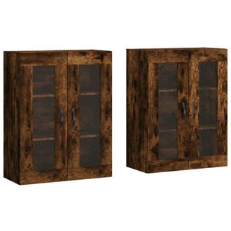 vidaXL Vidaxl - Armarios De Pared 2 Uds Madera De Ingenier&iacute;a Roble Ahumado
