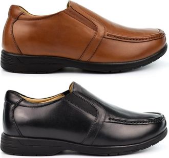 Generic Mens Wide Fit Leather Shoes Size 15 Mens Wide Fit Shoes Size 14 Extra Large Shoe Slip On 4E Shoe Slip in Genuine Leather Extra Large Sizes 6-15 Brown/