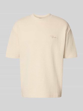 Pegador Oversized T-Shirt mit Strukturmuster und Label-Stitching in Offwhite, Gr&ouml;&szlig;e XXL