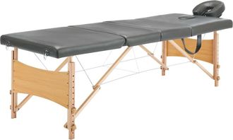 vidaXL Vidaxl Camilla De Masaje 4 Zonas Estructura Madera Antracita 186x68 Cm