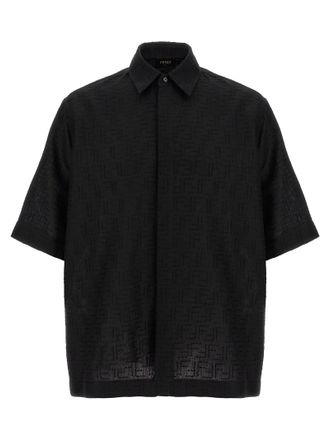 Fendi Casual Shirts, male, Black, Size: XL Light Wool Shirt