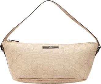Gucci Pre-owned Shoulder Bags, female, Beige, Size: ONE SIZE Pre-owned Canvas Shoulder Bag