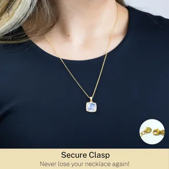 MAX + STONE 18k Gold Over Sterling Silver 5 Ct. 10x10mm Cushion Cut Gemstone Necklace