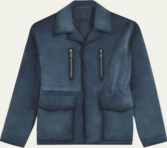 Berluti Mens Scritto-Undercollar Leather Jacket
