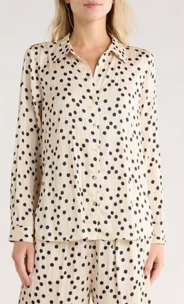 L'agence Argo Polka Dot Button Front Top in Ecru/Black Polka Dot at Nordstrom Rack, Size Xx-Large