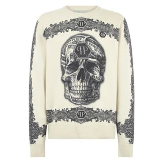 Philipp Plein Heren, Truien, Beige, Maat: XS Kasjmier