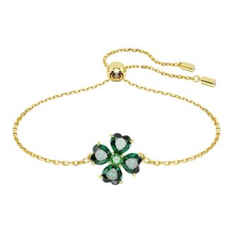 Swarovski Damesarmband Geluksklaver Groen Gouden Legering Laag Idyllia 5666585 - Dames - Armbanden - Geel - ONE Size - Accessoires