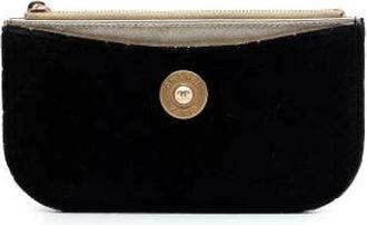 Chanel Pre-owned Velvet Pouch - Dames - Vintage Clutch - Zwart - ONE Size - Vintage