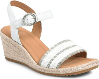 S&ouml;fft Inez II Espadrille Ankle Strap Platform Wedge Sandal in White at Nordstrom, Size 7.5