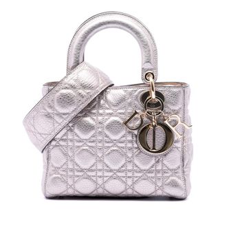 Dior Pre-owned Dior Small Metallic Grained Calfskin Cannage Supple Lady Dior Ladies 4E0ODMYC9ZO5MA9N