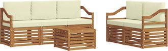 vidaXL Conjunto De Sof&aacute;s De Exterior 6 Uds. Natural Y Crema Vidaxl