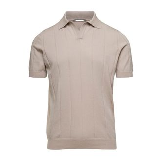 Paolo Fiorillo Polo Shirts, male, Beige, Size: XL Retro Style Cotton Polo T-shirt
