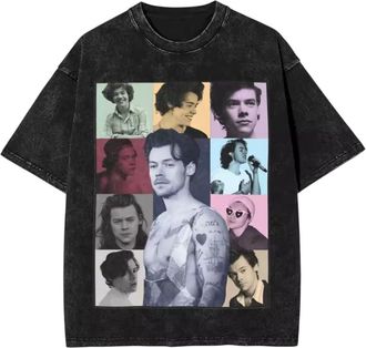 Generic Rainbow Square Black Acid Wash Harry 1D Direction Styles Harrys One Tee Top Tshirt Mens Womens Unisex Ladies Gift XS S M L XL XXL 6 8 10 12 14 16 18 S