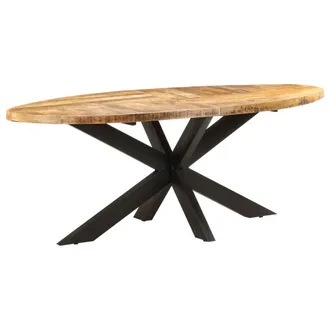 vidaXL Tavolo Da Pranzo Ovale 200x100x75cm In Massello Di Mango Grezzo Vidaxl