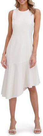 Ted Baker Asymmetric Ruffle Sleeveless Midi Dress in Ultra White at Nordstrom Rack, Size 14