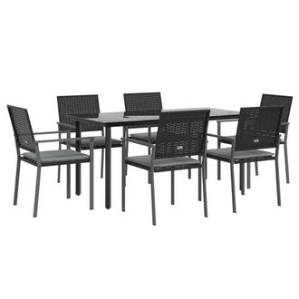 vidaXL Vidaxl - Set Pranzo Da Giardino 7 Pz Con Cuscini In Polyrattan E Acciaio