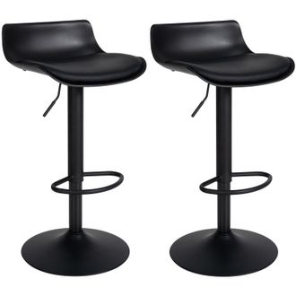 Clp Lote De 2 Taburetes De Bar Aveiro Imitaci&oacute;n Cuero Negro