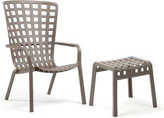 Nardi Folio verstellbarer Outdoor-Sessel + Poggio Hocker, tortora