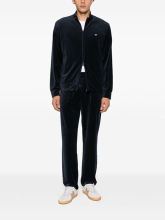 Emporio Armani Velvet-Effect Trousers - Navy