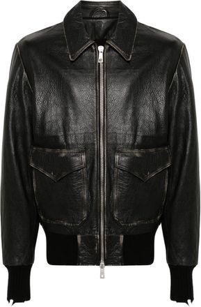 Giorgio Brato leather shirt jacket - men - Viscose/Leather/Polyester/Polyamide/Silk/Elastane - 52 - Black