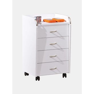Dmora Dmora Commode à roulettes, 4 tiroirs, 40 x 36 x 65 cm, meuble de bureau, blanc