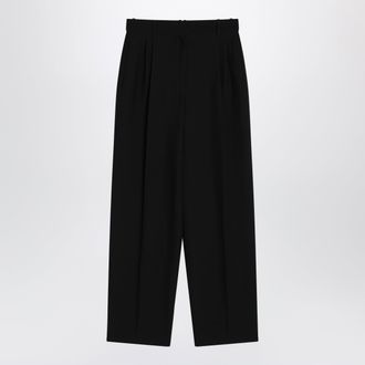 The Row Lilas trousers in black wool and linen