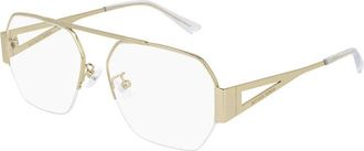 Bottega Veneta BV1067O003 Square Semi-Rim Eyeglasses - Gold
