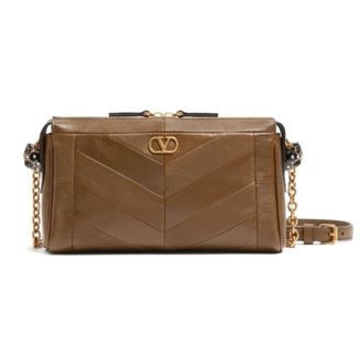 Valentino Tassen, Dames, Bruin, ONE Size, Leer, Panthea Kleine Schoudertas