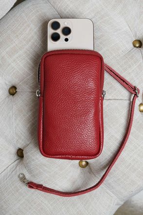 D'Arienzo Tracollina Portacellulare in pelle morbida bordeaux DArienzo, Seleziona Taglia Unica, Colore Vinaccio