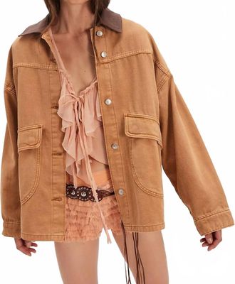 Free People Womens Lemon Denim Jacket In Meerkat