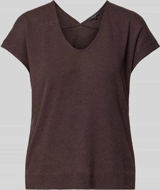 OPUS T-Shirt aus Viskose-Mix mit V-Ausschnitt Modell SIRUKUS in Dunkelbraun, Gr&ouml;&szlig;e 36