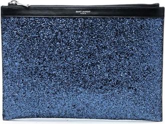 Saint Laurent Pre-owned Saint Laurent Glittered Leather Zipped Tablet Pouch Ladies OCBHIMSQKS52JOUF