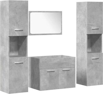 vidaXL Juego Muebles De Ba&ntilde;o 4 Pzas Madera Contrachapada Gris Hormig&oacute;n Vidaxl