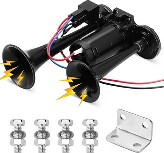 OEM Bocina El&eacute;ctrica Para Autom&oacute;vil Y Cami&oacute;n, 12 V, Tubo Doble, Altavoz De Alarma Incorporado De 150 Db, Adecuada Para Camiones, Barcos, Suv, Motocicletas