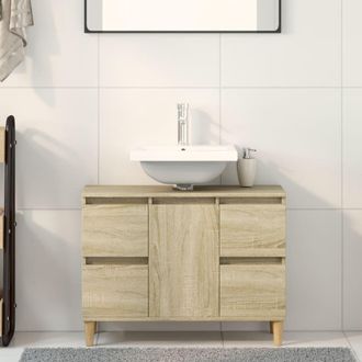 Berkfield Home Sink Cabinet Sonoma Oak 80x33x60 cm Engineered Wood in Brown | Size: 80 x 33 x 60 cm