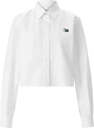 Msgm Katoenen Blouse - Dames - Overhemden - Wit - S - Katoen - Overhemden
