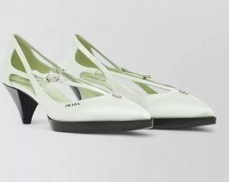 Prada silk mid heel pumps