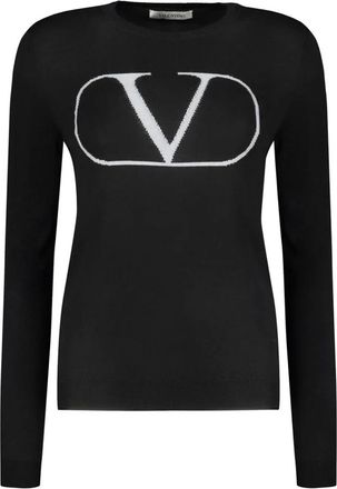 Valentino Round-neck Knitwear, female, Black, S, Round-neck Jumper