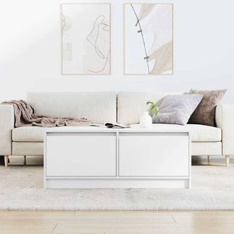 Berkfield Home Decorative Coffee Table with Drawers White 100x100x40 cm | Size: 100 x 100 x 40 cm