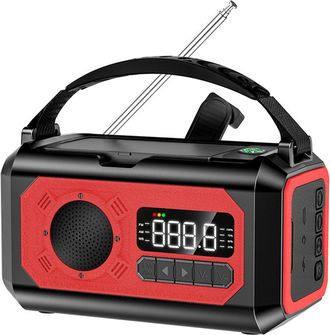 OEM Radio De Emergencia Con Manivela, Alimentada Por Energ&iacute;a Solar, Con Alerta Noaa, Bater&iacute;a De 12.000 Mah, Linterna/sos/cargador (negra)