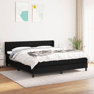 vidaXL Vidaxl - Cama Box Spring Con Colch&oacute;n Tela Negro 180x200 Cm
