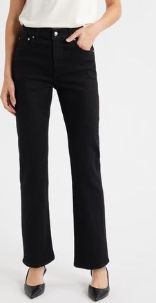 Madewell Longline Straight Leg Jeans in Black Frost at Nordstrom, Size 24P