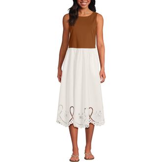 Lands End Short Sleeve Linen Blend V-Neck Tee in Rich Ginger Brown/ivory at Nordstrom, Size X-Large P
