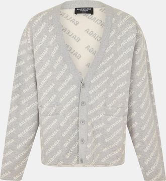 Balenciaga Mens Cardigan in Grey/White - Size Medium