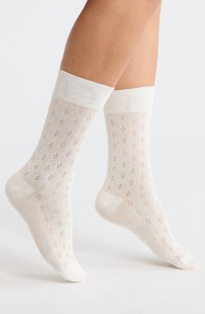 Casa Clara Love Cadence Pointelle Crew Socks in White at Nordstrom
