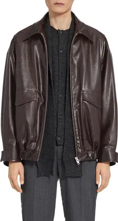 Maison Margiela Brown Leather Jacket With Classic Collar
